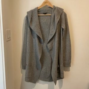 THEORY mid grey hooded cashmere cardigan